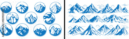 Mountain badge vector, outdoor adventure design, travel hiking emblem, landscape mountain logo, nature exploration artwork, minimal mountain icon, camping adventure label, alpine climbing badge, wildl