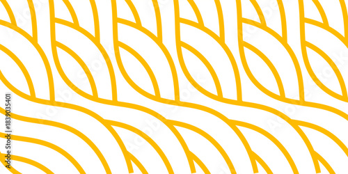Yellow instant noodle, pasta and spaghetti texture with geometric wavy lines. Ramen, pasta vector pattern. Background abstract food illustration