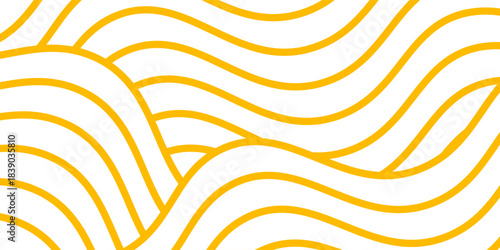 Yellow instant noodle, pasta and spaghetti texture with geometric wavy lines. Ramen, pasta vector pattern. Background abstract food illustration