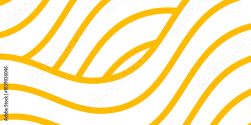 Yellow instant noodle, pasta and spaghetti texture with geometric wavy lines. Ramen, pasta vector pattern. Background abstract food illustration