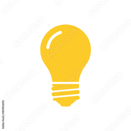 Minimalist Solid Yellow Light Bulb Icon for Idea and Innovation