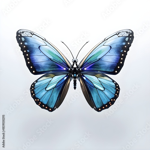 Robotic Butterfly on White Background