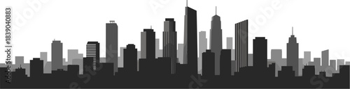 City skyline silhouette on white background