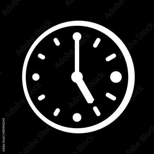 Accelerated animation of the movement of the hour and minute hands of classic watches. Black background, white dial and hands