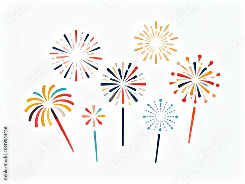 Vector fireworks design set
