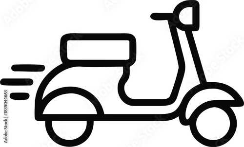 Fast delivery scooter icon with speed lines, symbolizing quick urban transport and express.