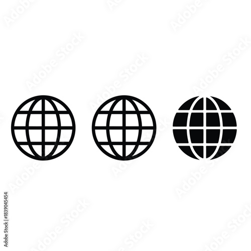 Globe Icon Set - Internet, World, and Website Symbols