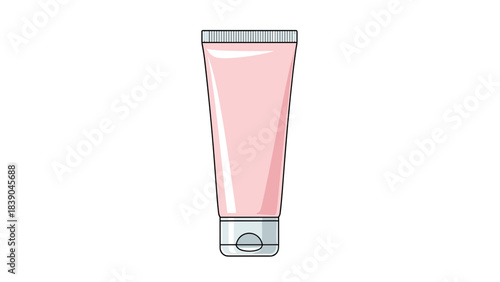 Illustration of a pink cream tube for skincare or cosmetic products