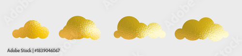 Set gold foil clouds vector element design. Abstract gold clouds texture luxury style element. Isolated foil texture graphic design.