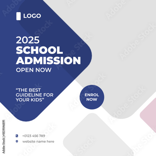 Dark Blue Geometric School Admission Post Template