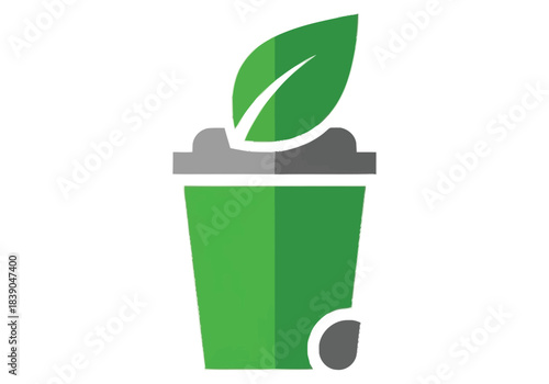 Eco Friendly Recycling Bin with Green Leaf Icon Sustainable Waste Management Concept Niche Industry Vector Icons Evergreen Microstock Graphics Sustainable Energy Line Art