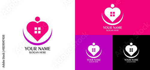 The HatiCerah logo with a house window, a symbol of a caring family for health and home care branding.