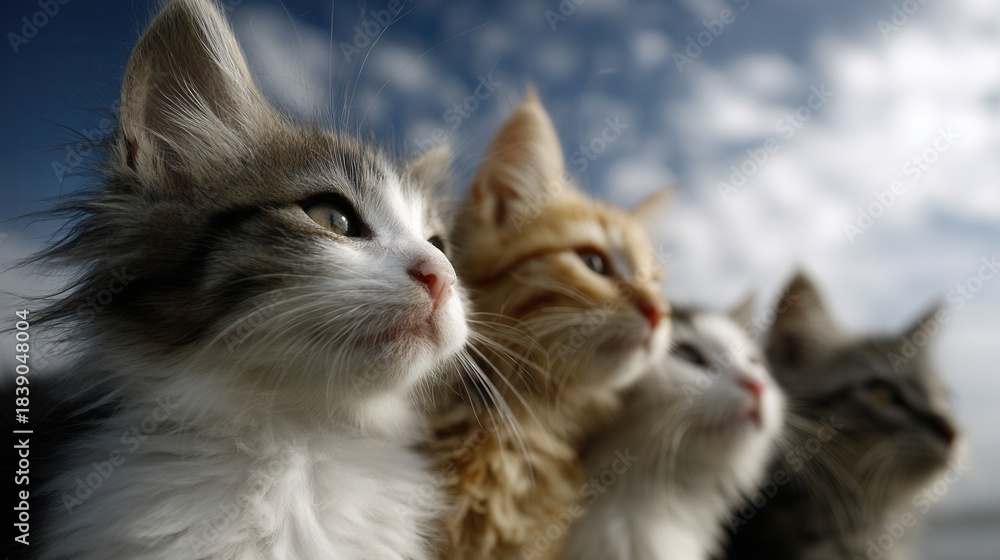 Fototapeta premium cats curiously looking at the screen