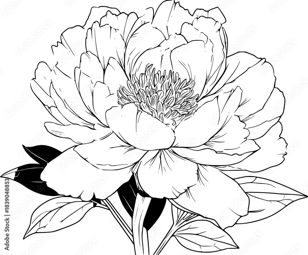 Fototapeta premium Black White Blossom Hope | Clean, isolated vector art for creative projects.