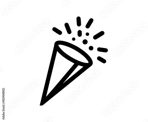 Explosive Popper Euphoria - Monochrome Vector Art | Clean, isolated vector art for creative projects.