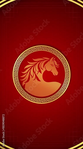 2026 Chinese New Year Horse Design and Red Festive with Copy Space