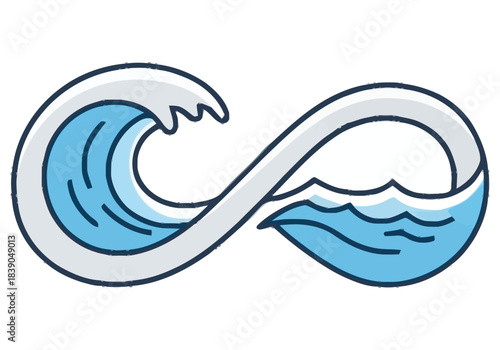 Infinity Symbol Shaped Like Waves symbolizing endless ocean and continuous flow Niche Industry Vector Icons Evergreen Microstock Graphics Sustainable Energy Line Art