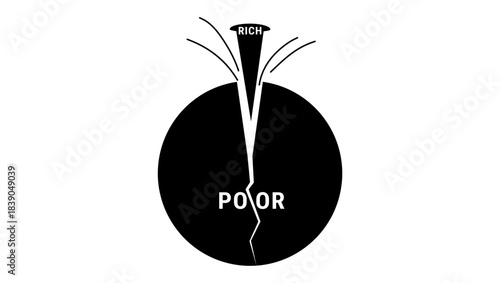the gap between rich and poor, black isolated silhouette