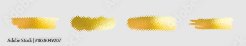 Set gold foil brush strokes vector design element. Abstract paint strokes gold texture luxury background. Isolated gold texture element graphic design