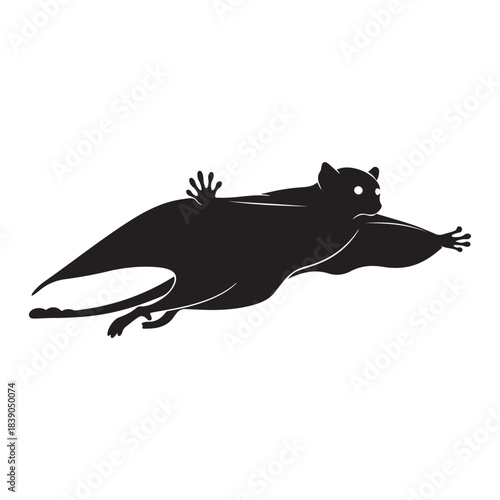 Dynamic Rat Silhouette in Full Stretch: Agile Escape Artist Prowling Across Moonlit Quiet Night
