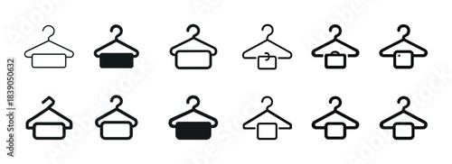 Minimalist clothes hangers icons set - various styles and designs