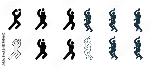 Silhouette cricket players illustrating bowling action in diverse styles