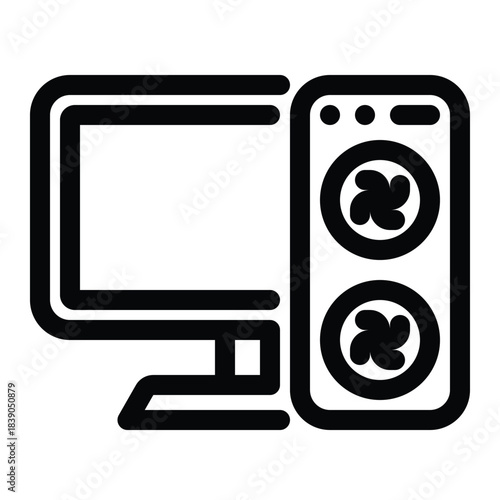 Outline computer icon for desktop, PC, and digital workstation.
