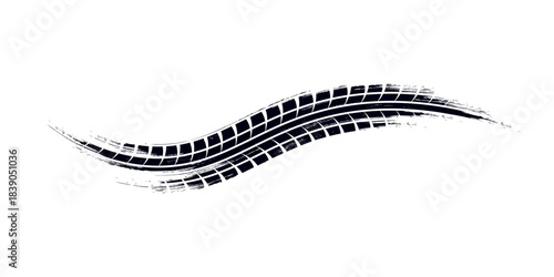 Grunge tire track, wheel braking marks. Truck, car or motorcycle tread pattern silhouette. vector