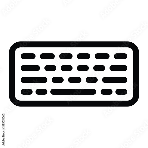 Outline keyboard icon for typing, input, and PC peripheral.