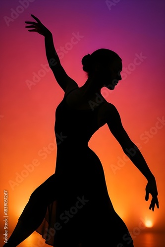 A silhouette of a classical dancer in a dancing pose