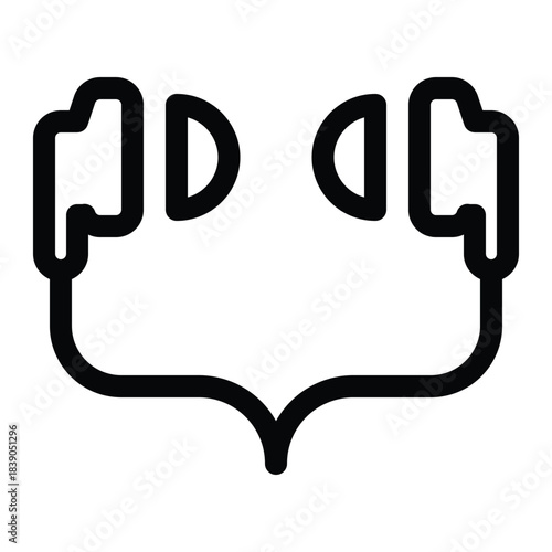 Outline earphone icon for audio, music, and portable listening.