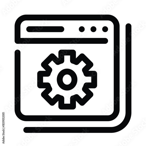 Outline software icon for digital program, application, and system tool.