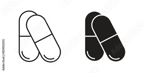 Pill icon in simple flat trend modern graphic design abstract logotype element