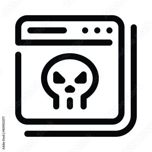Outline malware icon for cyber threat, harmful software, and digital attack.