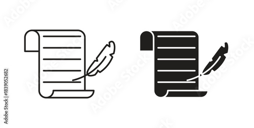 Quill icon in simple flat trend modern graphic design abstract logotype element