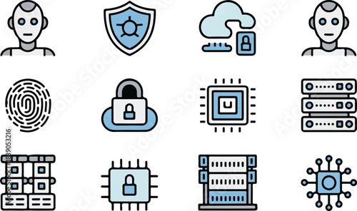 Digital Security Icons Set