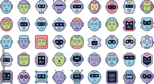 Robot Faces Collection - Colorful Icons