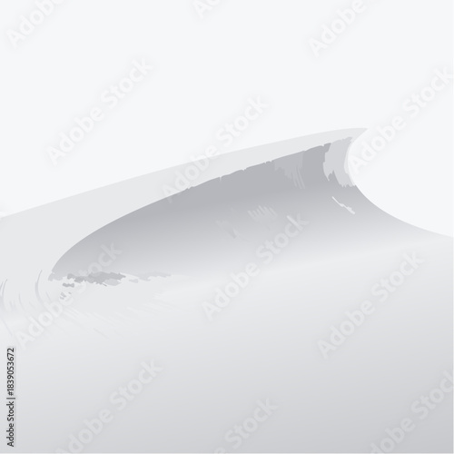 A close-up illustration of a wave breaking on the shore from a low angle