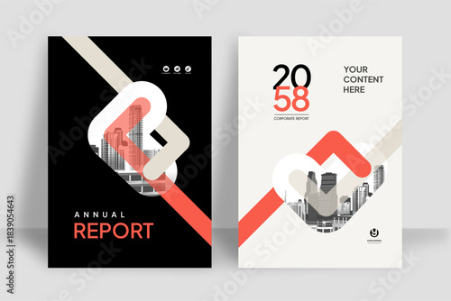 Business Report Cover Template – Red Geometric Layout (A4)