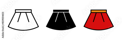 Skirt icon women's clothing symbol, fashion apparel illustration, casual or formal wear, wardrobe essential, minimalist skirt design, stylish outfit, flat icon.
