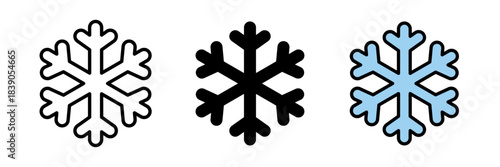 Snowflake icon winter snow symbol, icy crystal illustration, cold weather, seasonal decoration, frost pattern, minimalist design, winter vibes, flat icon.