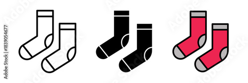 Socks icon pair of socks illustration, clothing accessory, footwear, cozy wear, casual socks, minimalist design, everyday apparel, flat style, simple clothing item.