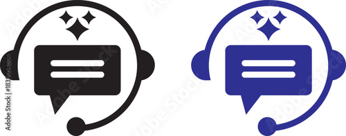 customer support ai icon set. support and communication concept.  chat headphone sign. Customer Support and Communication. Ideal for virtual help tools.  Ideal for virtual help tools. Virtual help cha