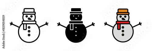Winter snowman icon, minimal snowman, simple two-circle design, cute winter character, holiday season symbol.