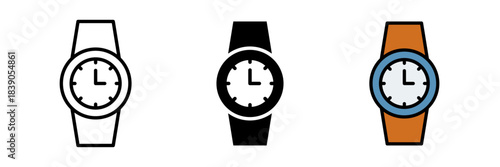 Watch icon showing a round watch face with hour and minute hands, designed in a clean, flat style suitable for digital use.