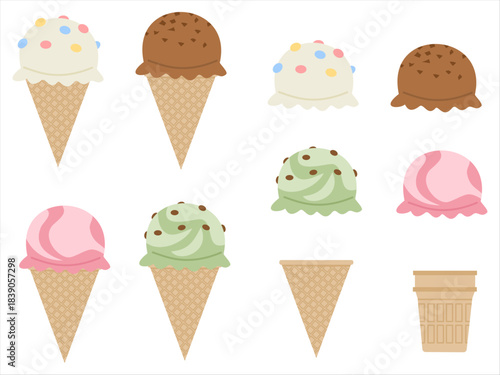 Illustration set of various ice creams