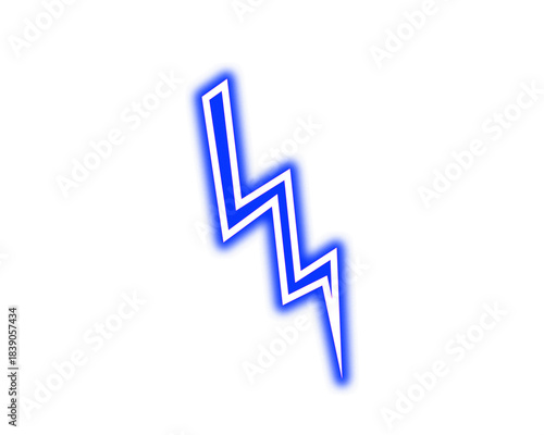 Free Download Bright blue and white neon style lightning bolt icon graphic element on transparent background - GFXLoad