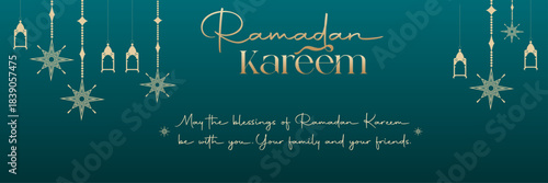 Ramadan Kareem Greeting Message with Traditional Lanterns and Star Decoration
