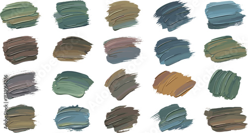 Acrylic Paint Brush Strokes Set – Grunge Artistic Smears, Abstract Texture Layers and Colorful Brushstroke Vector Collection