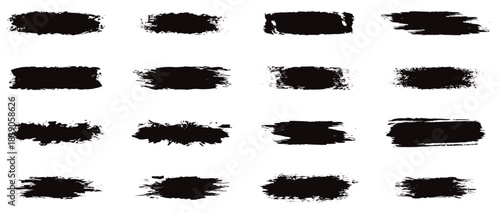 Ink brushstroke and paintbrush template with splashes grunge.